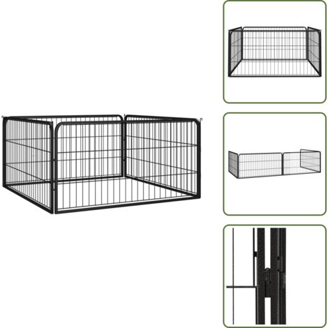 The Living Store Corral para perros 4 paneles acero con recubrimiento en polvo - Corral de acero