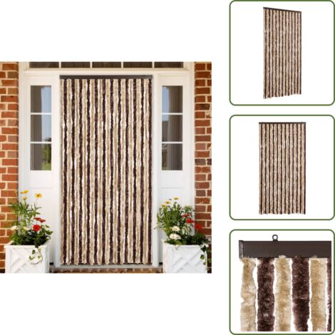 The Living Store Cortina antimoscas chenilla beige y marrón claro 100x230 cm - Chenilla