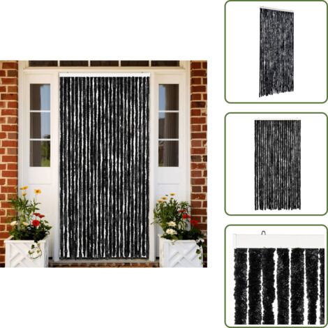 The Living Store Cortina antimoscas chenilla gris antracita 100x230 cm - Chenilla