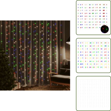 The Living Store Cortina de luces 3x3 m 300 LED de colores 8 funciones - Luces navideñas