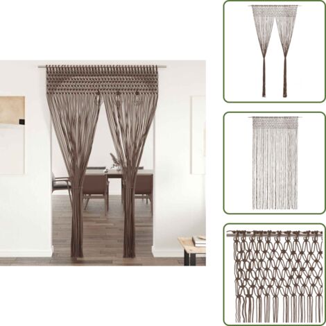 The Living Store Cortina de macramé algodón gris taupé 140x240 cm - Cortinas de algodón