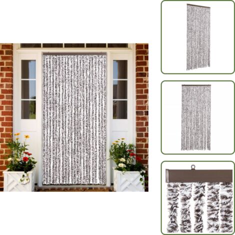 The Living Store Cortina mosquitera chenilla marrón y beige 90x220 cm - Mosquitera chenilla