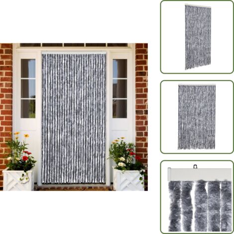The Living Store Cortina mosquitera chenilla plateado 118x220 cm - Chenilla