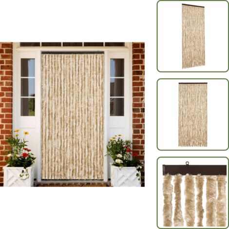 The Living Store Cortina mosquitera de chenilla beige 90x200 cm - Mosquitera de chenilla