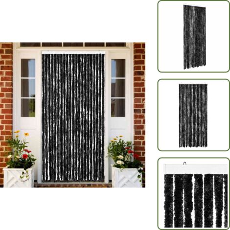 The Living Store Cortina mosquitera de chenilla gris antracita 90x220 cm - Mosquitera de chenilla