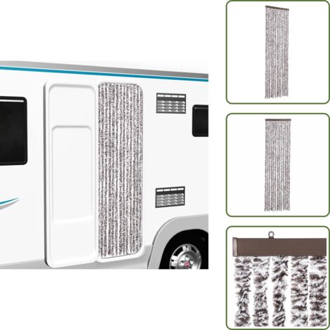The Living Store Cortina mosquitera marrón y beige chenilla 56x200 cm - Mosquitera marrón