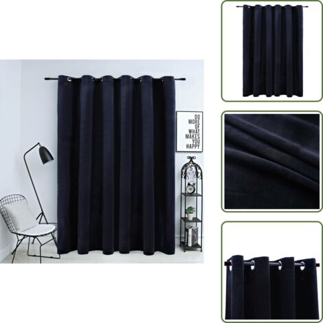 The Living Store Cortina opaca con anillas de metal terciopelo negro 290x245 cm - Cortinas de terciopelo
