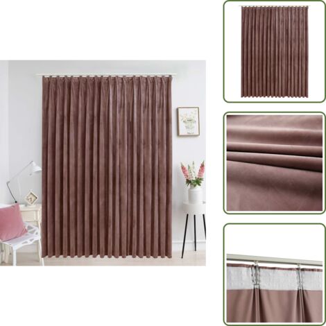 The Living Store Cortina opaca con ganchos terciopelo rosa envejecido 290x245cm - Cortinas opacas