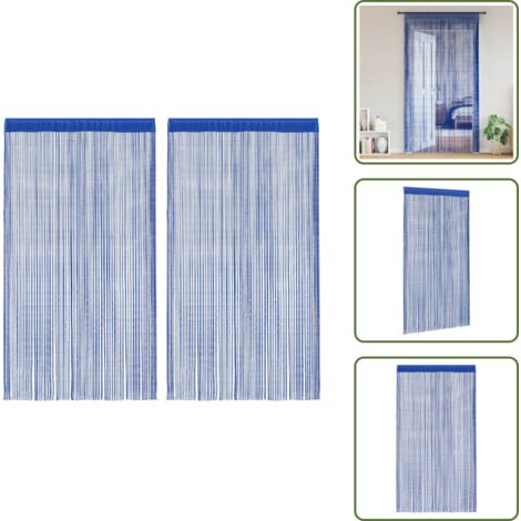 The Living Store Cortinas de flecos 2 piezas 100x250 cm azul - Cortinas azules