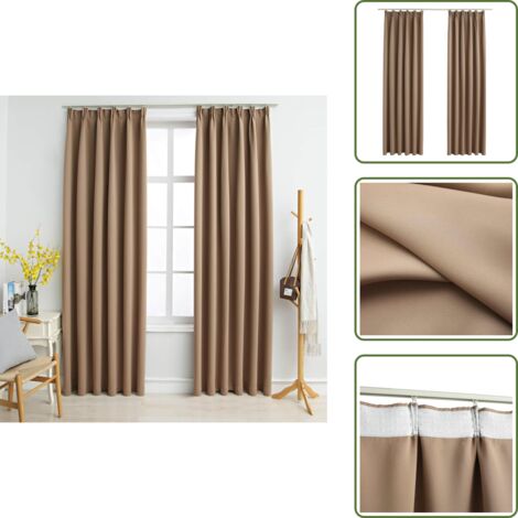 The Living Store Cortinas opacas con ganchos 2 piezas gris topo 140x245 cm - Cortinas con ganchos