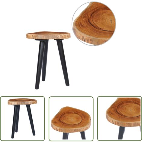 The Living Store Couchtisch 40 x 45 cm Teak Massiv - Couchtisch - Teakholz - Holzmöbel - Wohnzimmerstil - Rustikal