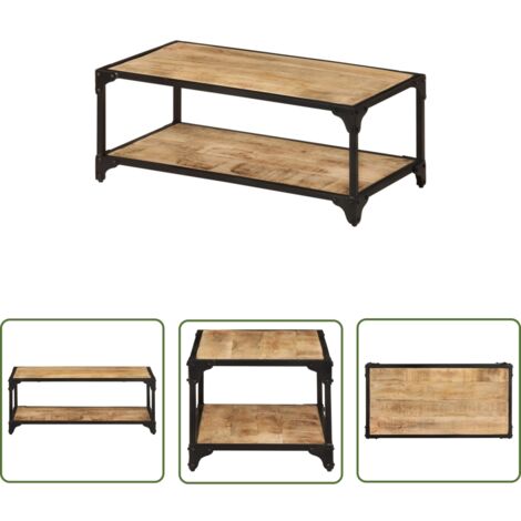 The Living Store Couchtisch 90x45x35 cm Raues Massives Mangoholz - Vintage Couchtisch - Holzküche - Wohnzimmereinrichtung - Mangoholz Couchtisch - Sideboard