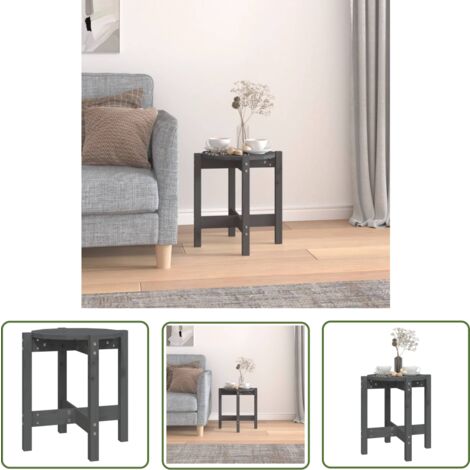 The Living Store Couchtisch Grau Ø 42,5x45 cm Massivholz Kiefer - Couchtisch - Holzmöbel - Esszimmertisch - Wohnzimmerdeko - Grau