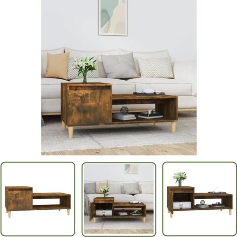 The Living Store Couchtisch Räuchereiche 100x50x45 cm Holzwerkstoff - Couchtisch - Wohnzimmerstil - Holzmöbel - Holzwerkstoff - Esszimmertisch