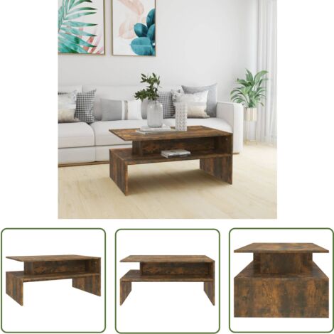 The Living Store Couchtisch Räuchereiche 90x60x42,5 cm Holzwerkstoff - Couchtisch - Wohnzimmertisch - Holzt Tisch - Rauchereiche - Holzwerkstoff