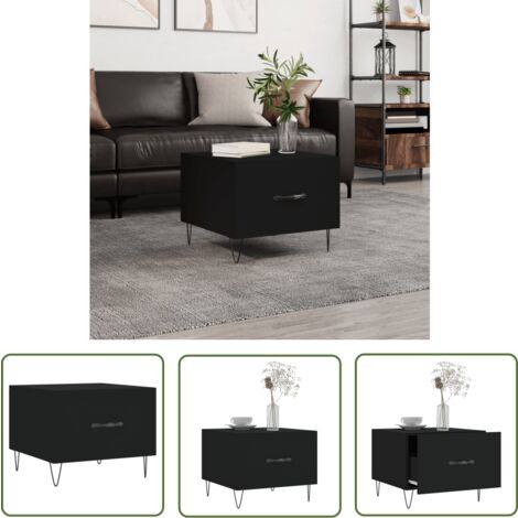 The Living Store Couchtisch Schwarz 50x50x40 cm Holzwerkstoff - Couchtisch - Wohnzimmerstil - Schwarz - Holzwerkstoff - Metallgestell