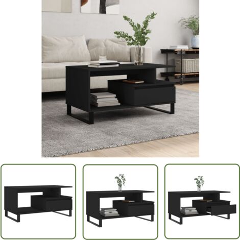 The Living Store Couchtisch Schwarz 90x49x45 cm Holzwerkstoff - Couchtisch - Wohnzimmerstil - Holzwerkstoff Möbel - Schwarzer Couchtisch - Sideboard