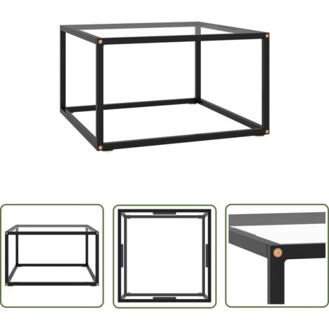The Living Store Couchtisch Schwarz mit Hartglas 60x60x35 cm - Couchtisch - Wohnzimmertisch - Sideboard - Esszimmertisch - Schwarz