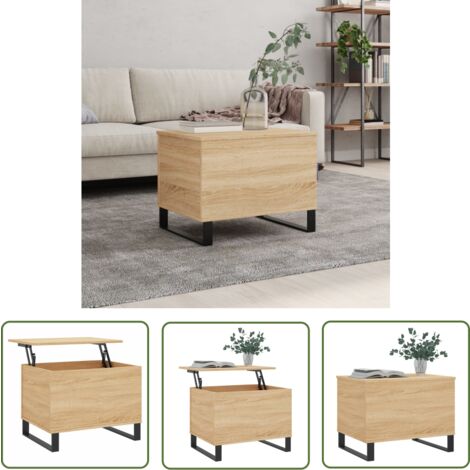 The Living Store Couchtisch Sonoma-Eiche 60x44,5x45 cm Holzwerkstoff - Couchtisch - Wohnzimmerstil - Holzwerkstoff - Möbel - Sofa Tisch