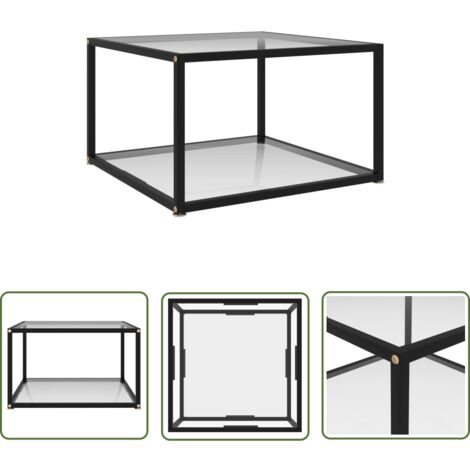 The Living Store Couchtisch Transparent 60x60x35 cm Hartglas - Couchtisch - Glastisch - Moderner Couchtisch - Esszimmertisch - Wohnzimmerdeko