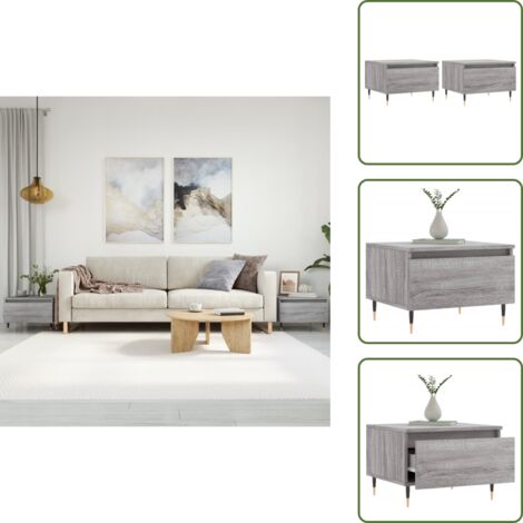 The Living Store Couchtische 2 Stk. Grau Sonoma 50x46x35 cm Holzwerkstoff - Couchtisch - Wohnzimmerstil - Grau - Holzwerkstoff - Metallgestell