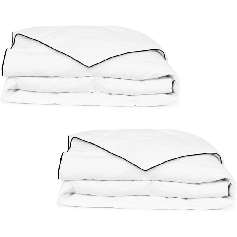 The Living Store - Couette en duvet d'hiver 2 pcs 155 x 220 cm Blanc