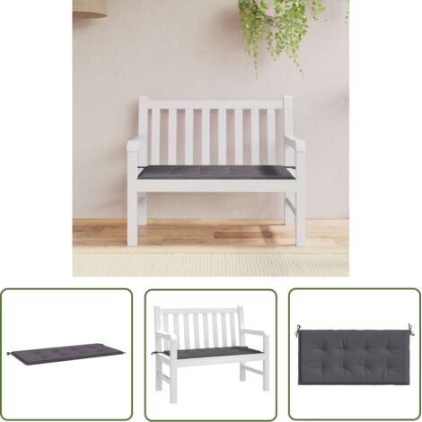 The Living Store Coussin de banc de jardin anthracite 120x50x3 cm tissu oxford - Coussin De Banc - Coussin D'extérieur - Coussin Jardin - Coussin Décoratif - Housse De Chaise
