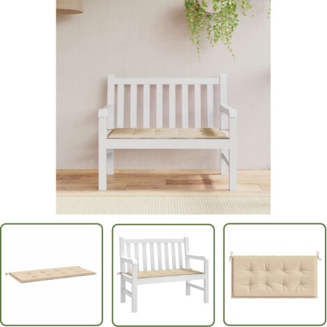 The Living Store Coussin de banc de jardin beige 120x50x3 cm tissu oxford - Coussin De Banc - Coussin D'extérieur - Coussin Décoratif - Coussin Confortable - Tissus Oxford