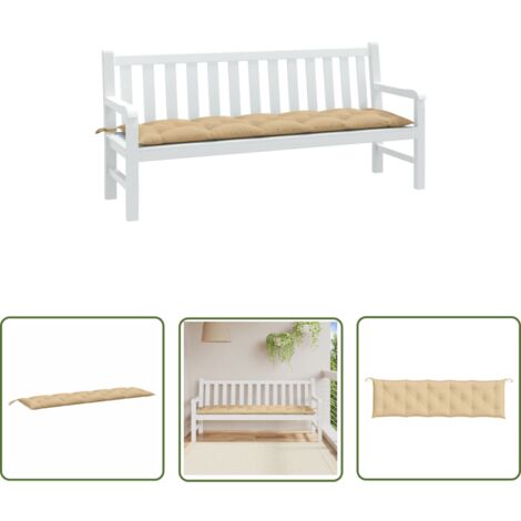 The Living Store Coussin de banc de jardin beige mélangé 180x50x7 cm tissu - Coussin De Banc - Coussin D'extérieur - Coussin Décoratif - Coussin Jardin - Housse De Chaise Longue