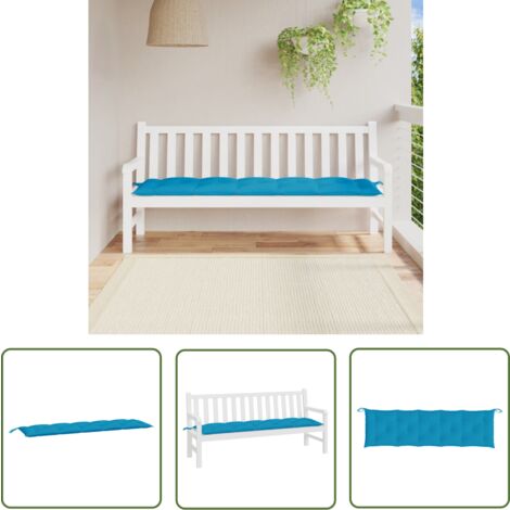 The Living Store Coussin de banc de jardin bleu clair 180x50x7 cm tissu oxford - Coussin De Banc - Coussin D'extérieur - Coussin Jardin - Housse De Coussin - Décor Intérieur