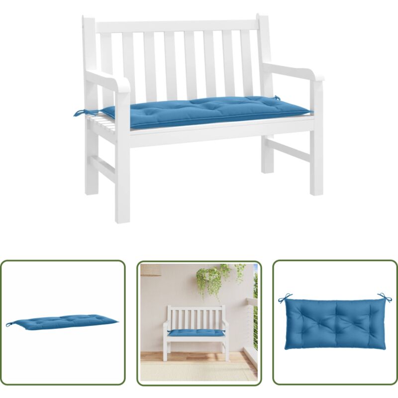 Coussin de banc de jardin bleu mélangé 100x50x7 cm tissu - Coussin De Banc - Coussin D'extérieur - Coussin Jardin - Décoration Intérieur - Coussin