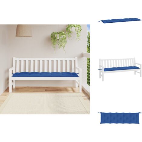 The Living Store Coussin de banc de jardin bleu royal 180x50x7 cm tissu oxford - Coussin de jardin