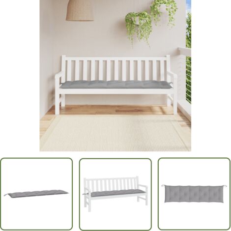 The Living Store Coussin de banc de jardin gris 180x50x7 cm tissu oxford - Coussin De Banc - Coussin D'extérieur - Coussin Décoratif - Coussin Jardin - Housse De Chaise