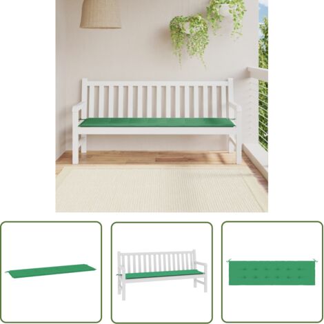 The Living Store Coussin de banc de jardin vert 180x50x3 cm tissu oxford - Coussin De Banc - Coussin D'extérieur - Coussin Jardin - Coussin Décoratif - Housse De Coussin