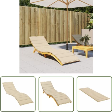 The Living Store Coussin de chaise longue beige 200x60x3 cm tissu oxford - Coussin De Chaise Longue - Coussin D'extérieur - Coussin Décoratif - Tissus Oxford - Coussin Imperméable