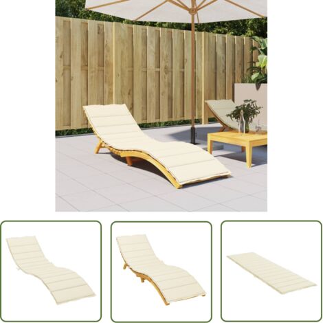 The Living Store Coussin de chaise longue crème 200x70x3 cm tissu oxford - Coussin Chaise Longue - Coussin Exterieur - Coussin Décoratif - Coussin Jardin - Coussin Terrasse