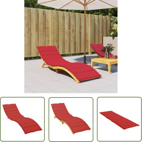 The Living Store Coussin de chaise longue rouge 200x70x3 cm tissu oxford - Coussin De Chaise Longue - Coussin D'extérieur - Coussin Décoratif - Tissus Oxford - Coussin Imperméable