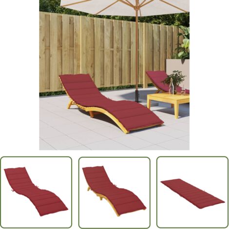 The Living Store Coussin de chaise longue rouge bordeaux 200x50x3cm tissu oxford - Coussin De Chaise Longue - Coussin D'extérieur - Coussin Décoratif - Coussin Imperméable - Coussin Confortable