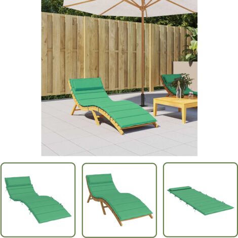 The Living Store Coussin de chaise longue vert 180x60x3 cm tissu oxford - Coussin De Chaise Longue - Coussin D'extérieur - Coussin Vert - Coussin Confortable - Coussin Imperméable