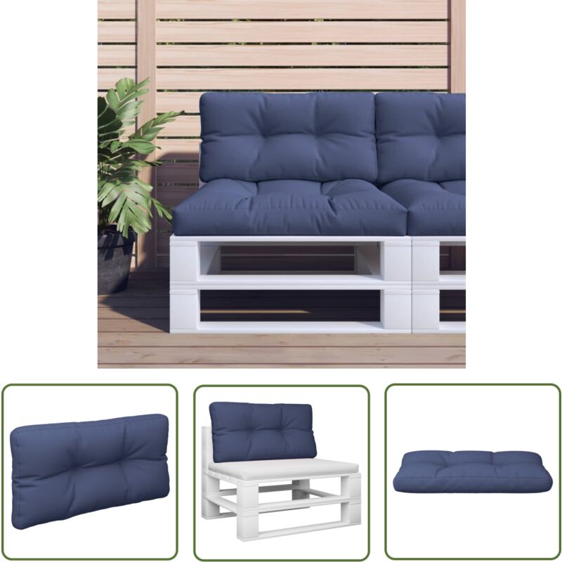 The Living Store - Coussin de palette bleu marine 120x40x12 cm tissu - Coussin Exterieur - Coussin Jardin - Coussin Terrasse - Coussin Design