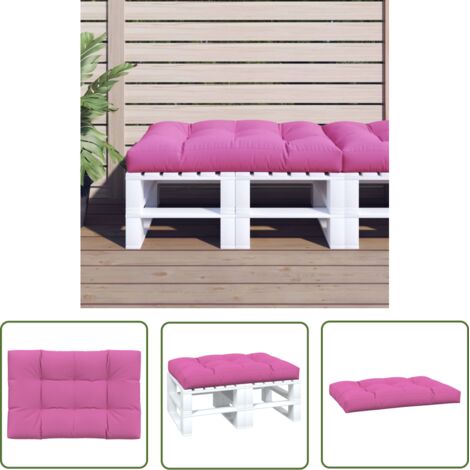 The Living Store Coussin de palette Rose 120x80x12 cm tissu - Coussin Exterieur - Coussin Patio - Coussin Chaise Longue - Coussin Décoratif - Coussin Rose