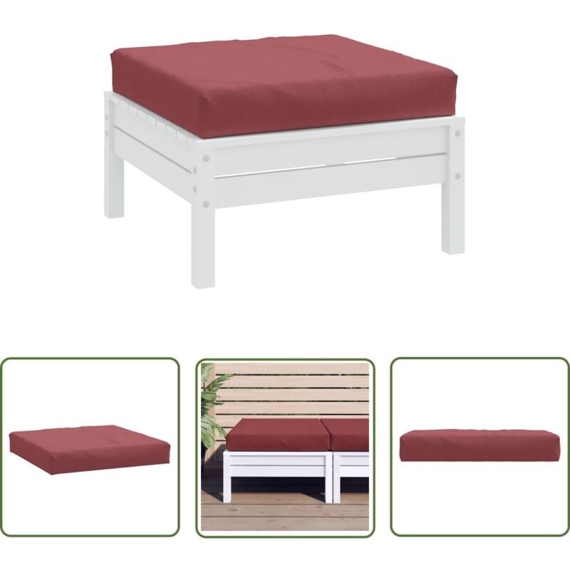 The Living Store Coussin de palette rouge bordeaux mélangé 60x60x10 cm tissu - Coussin Exterieur - Coussin Jardin - Coussin Terrasse - Coussin Design