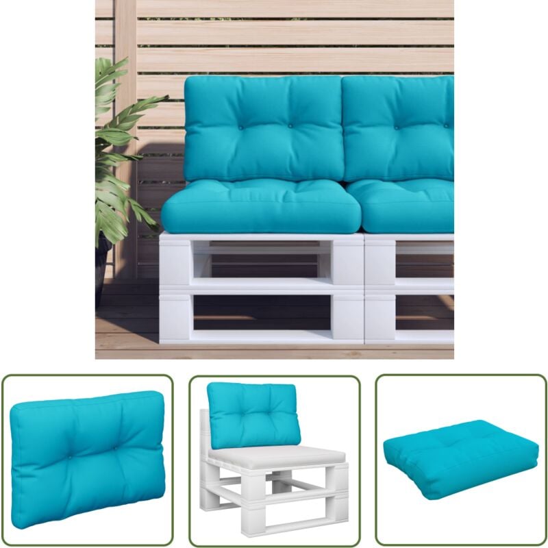 The Living Store Coussin de palette turquoise 50x40x12 cm tissu - Coussin Exterieur - Coussin Patio - Coussin Jardin - Coussin Bleu Turquoise