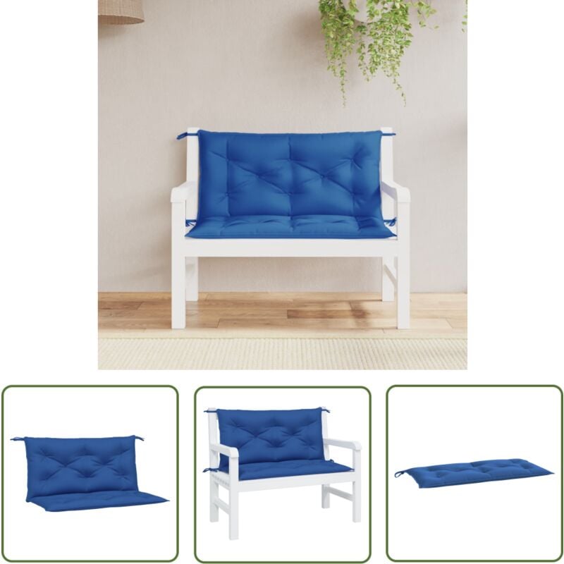 The Living Store - Coussins de banc de jardin lot de 2 bleu royal tissu oxford - Coussin De Banc - Coussin D'extérieur - Coussin Jardin - Coussin