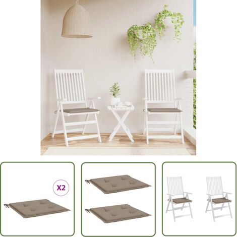 The Living Store Coussins de chaise de jardin lot de 2 taupe 50x50x3 cm - Coussin De Chaise - Coussin Exterieur - Coussin Jardin - Coussin Confortable - Tissu Oxford