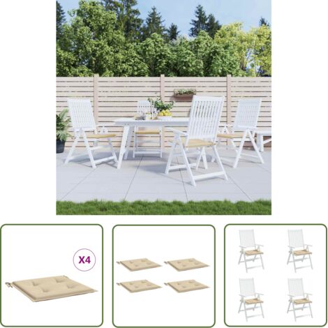 The Living Store Coussins de chaise jardin lot de 4 beige 40x40x3cm tissu oxford - Coussins De Chaise - Coussin Exterieur - Coussin Jardin - Coussin Confortable - Coussin Beige