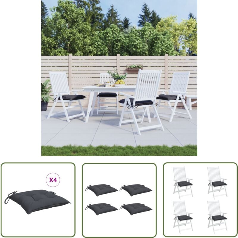 The Living Store - Coussins de chaise lot de 4 anthracite 50x50x7 cm tissu oxford - Coussin De Chaise - Coussin Exterieur - Coussin Jardin - Coussin