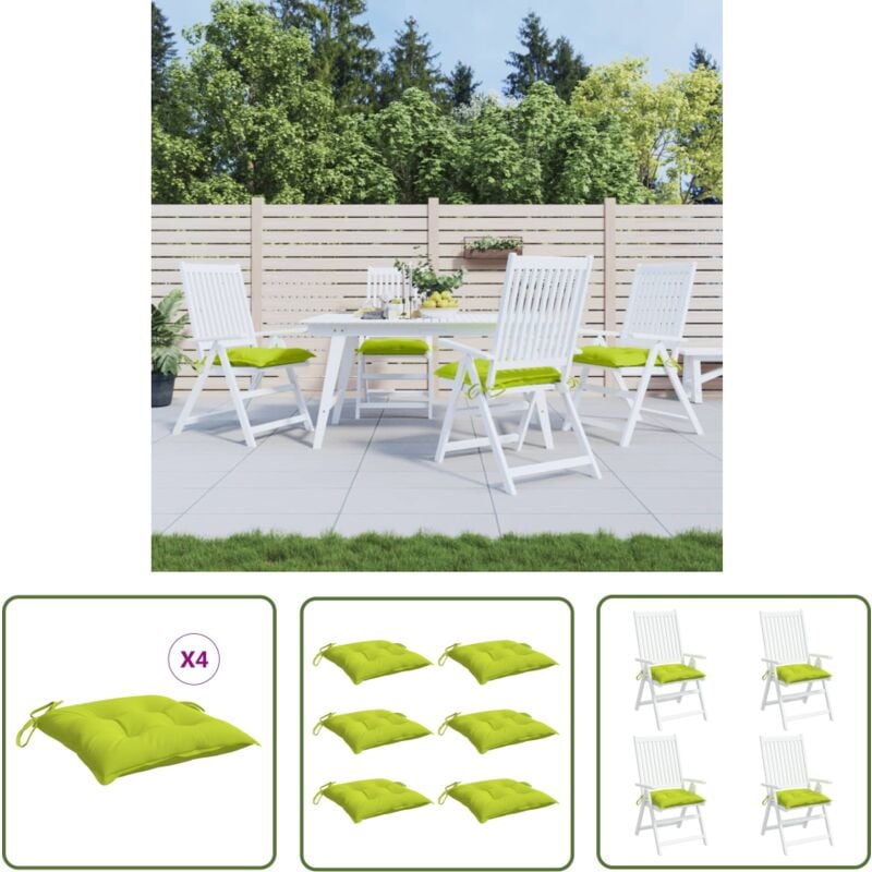 The Living Store - Coussins de chaise lot de 6 vert brillant 40x40x7 cm - Coussins De Chaise - Coussins Exterieurs - Cushions Décoratifs - Coussin