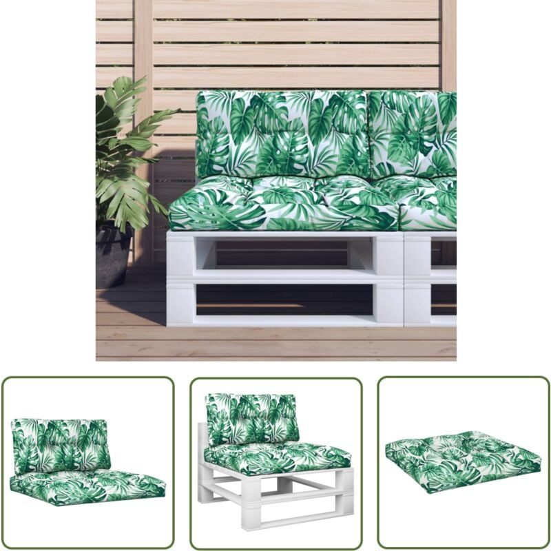 The Living Store - Coussins de palette lot de 2 motif de feuilles tissu - Coussins Exterieurs - Coussins Jardin - Coussin Terrasse - Coussin