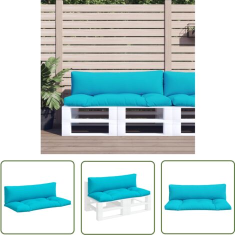 The Living Store Coussins de palette lot de 2 turquoise tissu Oxford - Coussins Exterieurs - Coussins Patio - Coussins Jardin - Cushions Confortable - Cushions Design